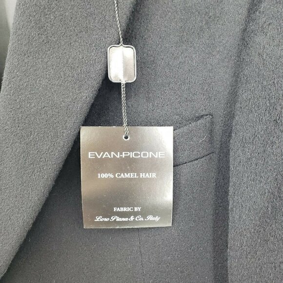 New Evan-Picone Blazer Mens 44 Long Black Camel Hair Jacket $325 - Picture 3 of 7